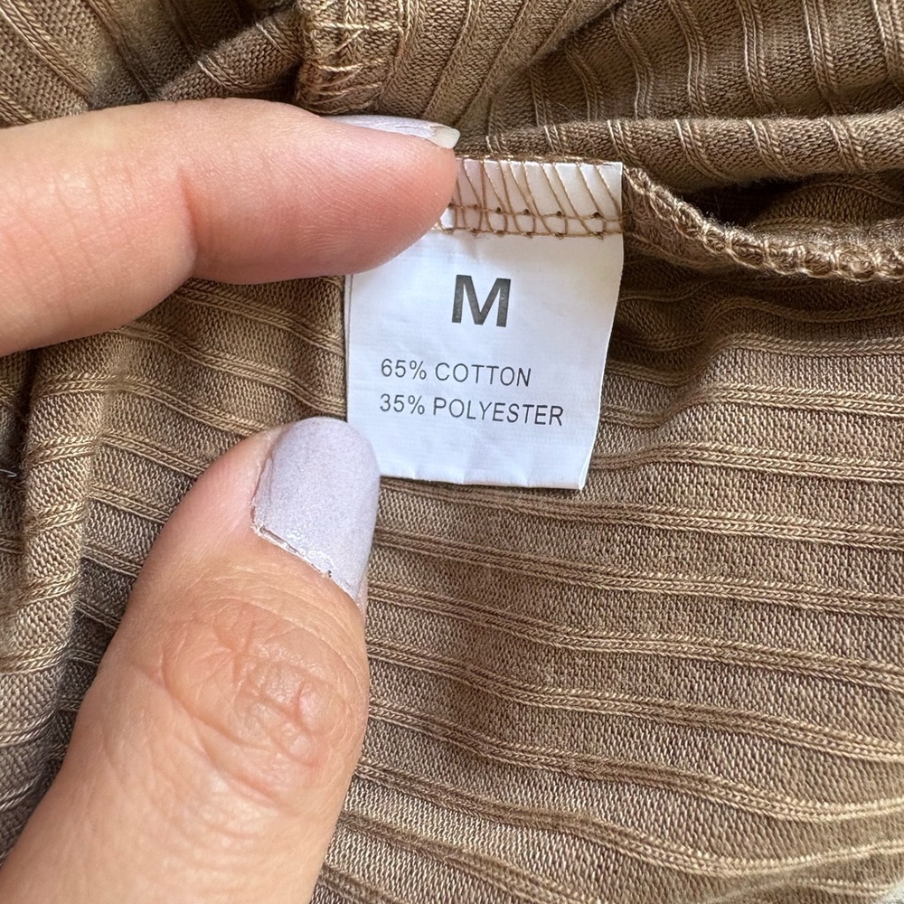 Brown One-Shoulder Ribbed Top - Picture 5 of 5